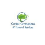 A blue and green logo for cortez cremations & funeral services.